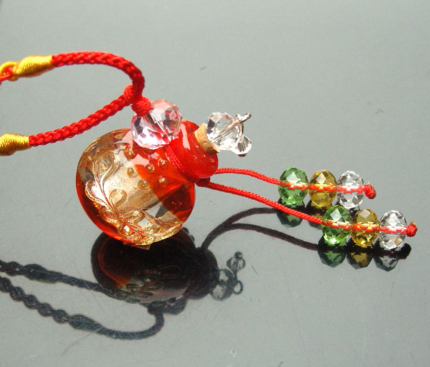 Murano Glass Perfume Necklace Red(with cord)