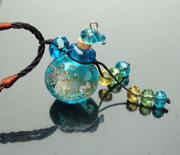 Murano Glass Perfume Necklace Light Blue(with cord)