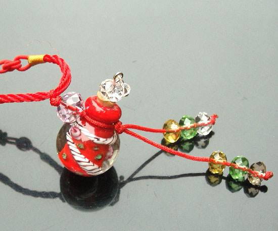 Murano Glass Perfume Flower Necklace Red(with cord)