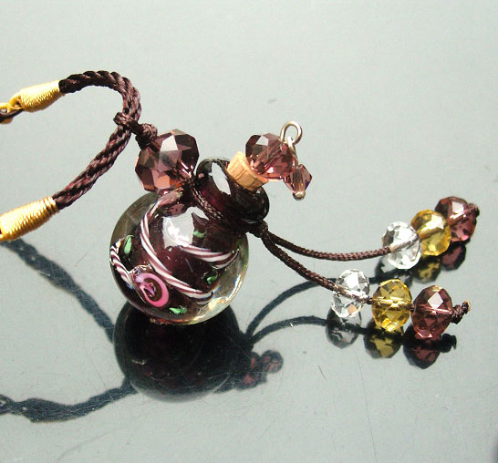 Murano Glass Perfume Flower Necklace Purple(with cord)