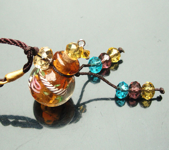 Murano Glass Perfume Flower Necklace Champagne(with cord)