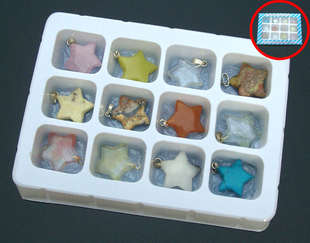 Natural Stone Star Pendants(sold in per package of 12pcs,assorted colors)