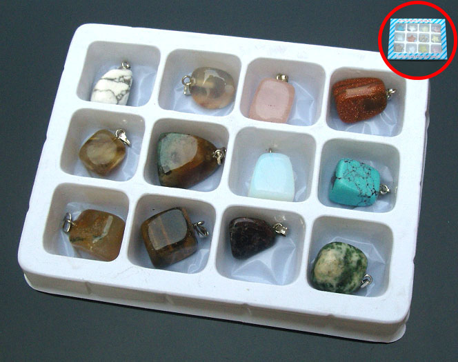 Natural Stone Pendants(sold in per package of 12pcs,assorted colors)