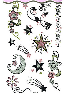 Tattoo Sticker Moon And Star (Sold in per package of 30pcs)