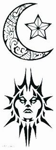 Tattoo Sticker Sun And Moon (Sold in per package of 60pcs)