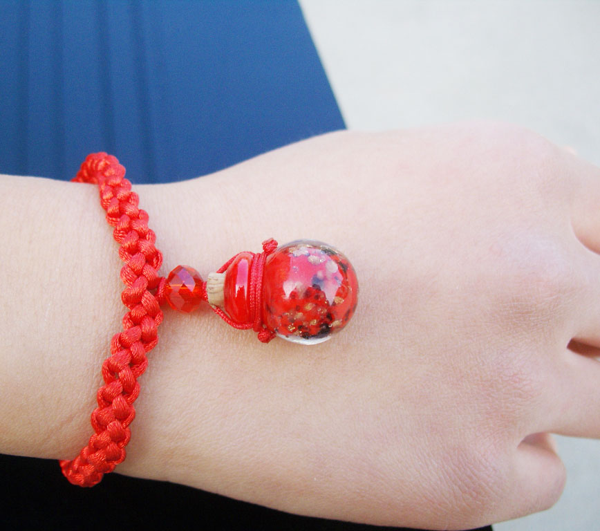 Murano Glass Perfume Vial Bracelet Red