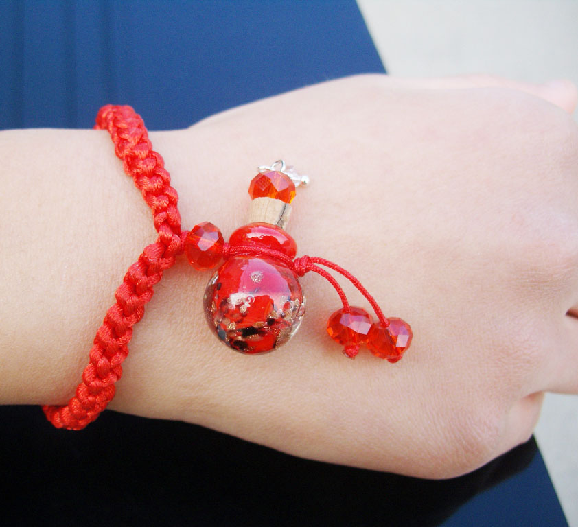 Murano Glass Perfume Vial Bracelet Red