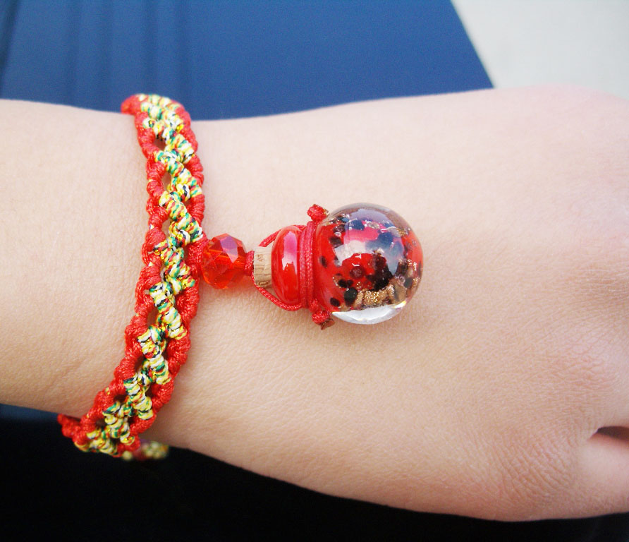 Murano Glass Perfume Vial Bracelet Red