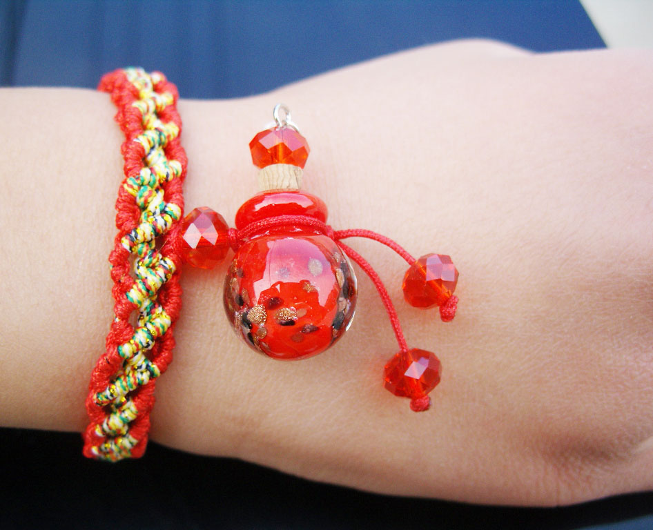 Murano Glass Perfume Vial Bracelet Red