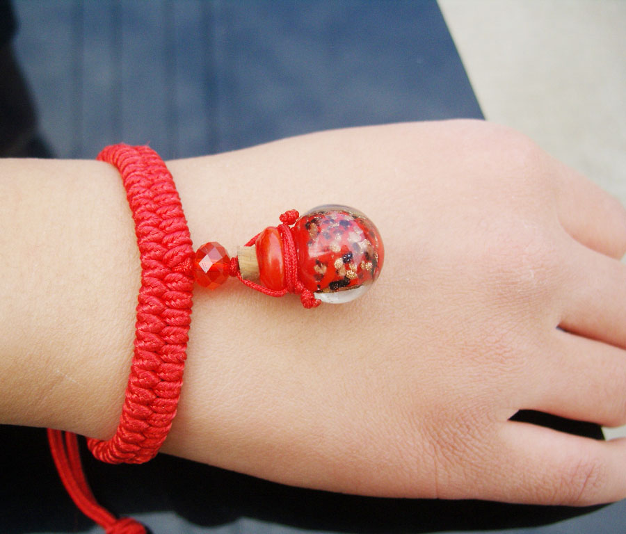 Murano Glass Perfume Vial Bracelet Red