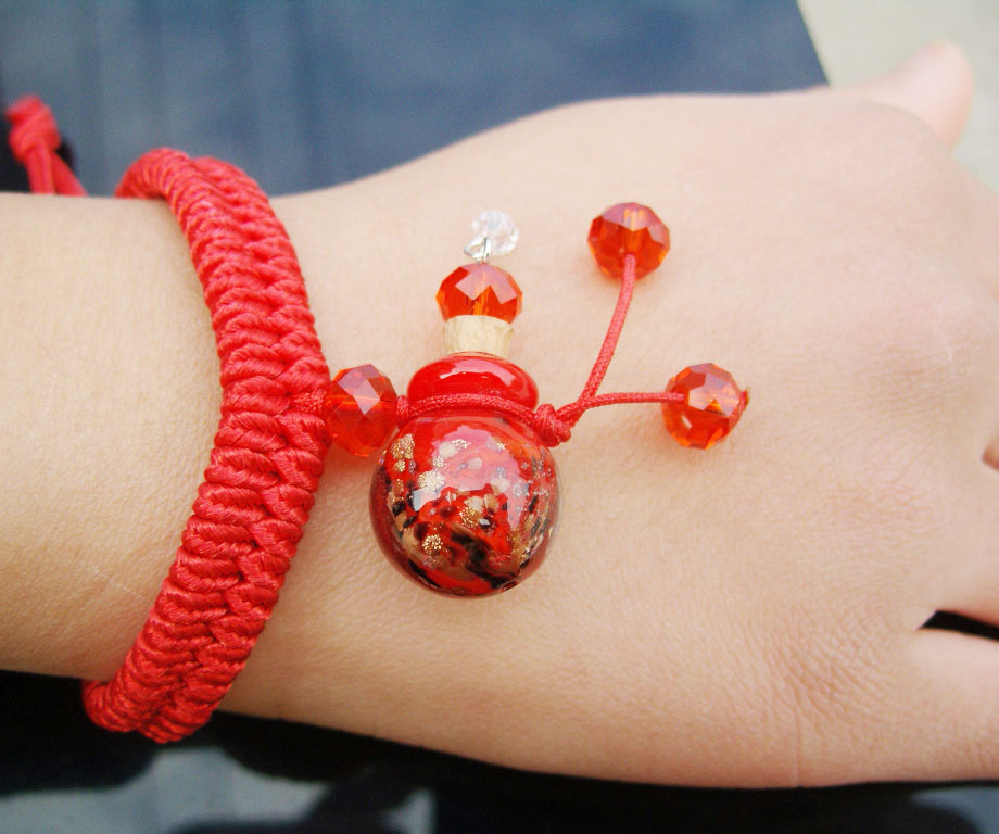 Murano Glass Perfume Vial Bracelet Red