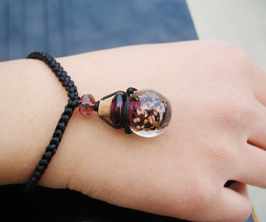 Murano Glass Perfume Vial Bracelet Purple