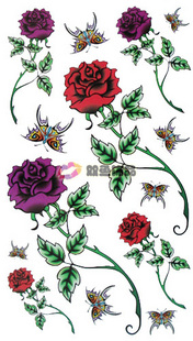 Tattoo Sticker Butterfly Loves Rose (Sold in per package of 30pcs)