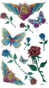 Tattoo Sticker Butterfly And Rose (Sold in per package of 30pcs)