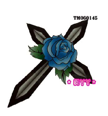 Tattoo Sticker Cross Rose (Sold in per package of 80pcs)