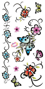 Tattoo Sticker Butterfly Loves Flower (Sold in per package of 40pcs)