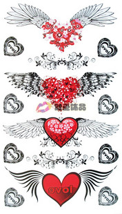 Tattoo Sticker Heart Wings (Sold in per package of 30pcs)