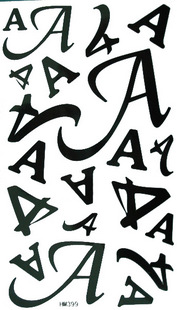 Tattoo Sticker English Letter A (Sold in per package of 30pcs)