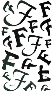 Tattoo Sticker English Letter F (Sold in per package of 30pcs)