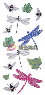 Tattoo Sticker Bees And Dragonfly (Sold in per package of 40pcs)
