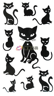 Tattoo Sticker Black Cat (Sold in per package of 40pcs)