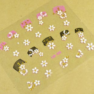 Pink Flower Nail Stickers (Sold in per package of 80pcs,assorted)