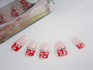 Red French Spot Nail Tips (Sold in per package of 12pcs)