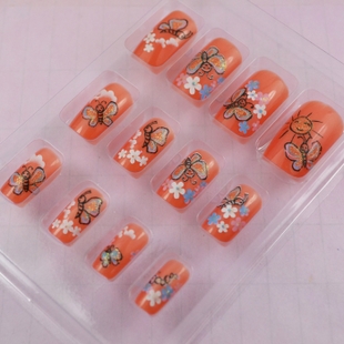 Red Flower Nail Tips (Sold in per package of 12pcs)
