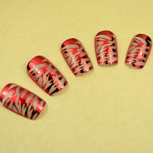 Red Hollowed Nail Tips (Sold in per package of 24pcs)