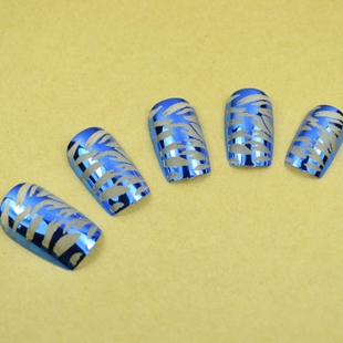 Blue Hollowed Nail Tips (Sold in per package of 24pcs)