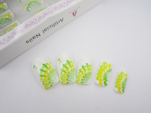 Green Peacock Nail Tips (Sold in per package of 12pcs)