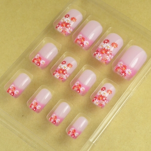 Pink Flower Nail Tips (Sold in per package of 12pcs)