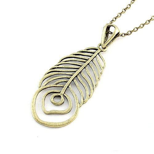 Retro Necklace Feather (Sold in per package of 20pcs,assorted colors)