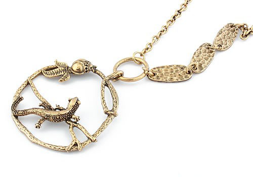 Retro Necklace Gecko (Sold in per package of 15pcs,assorted colors)