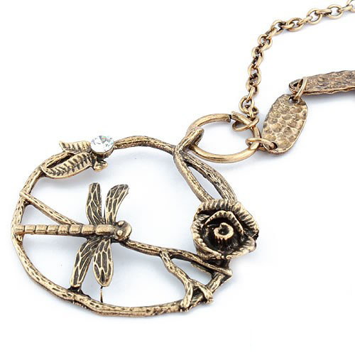 Retro Necklace Dragonfly (Sold in per package of 15pcs,assorted colors)