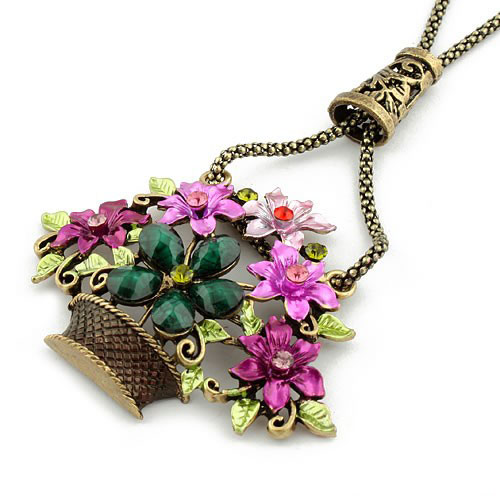 Retro Necklace Flower Basket (Sold in per package of 20pcs,assorted colors)