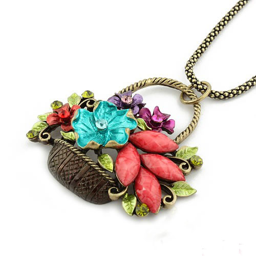 Retro Necklace Flower Basket (Sold in per package of 20pcs,assorted colors)