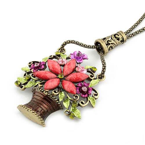 Retro Necklace Flower Basket (Sold in per package of 20pcs,assorted colors)