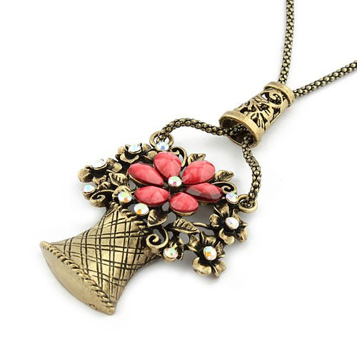 Retro Necklace Flower Basket (Sold in per package of 20pcs,assorted colors)