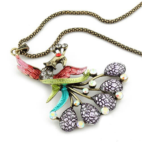 Retro Necklace Peacock (Sold in per package of 20pcs,assorted colors)