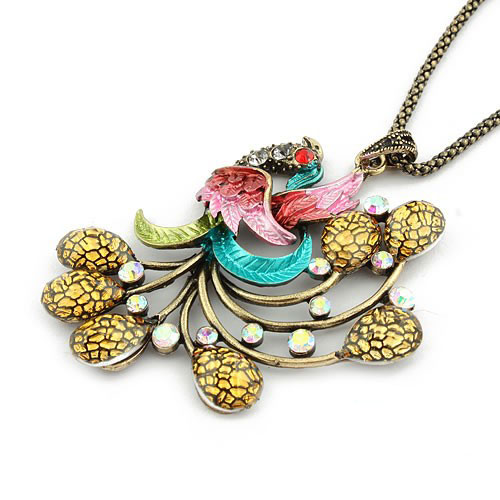 Retro Necklace Peacock (Sold in per package of 20pcs,assorted colors)