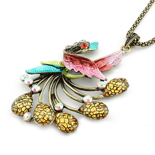 Retro Necklace Peacock (Sold in per package of 20pcs,assorted colors)