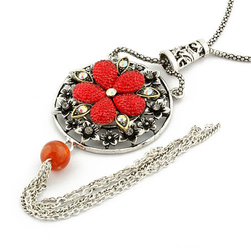 Retro Necklace Flower (Sold in per package of 15pcs,assorted colors)