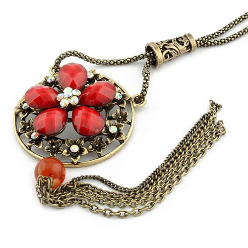 Retro Necklace Flower (Sold in per package of 15pcs,assorted colors)