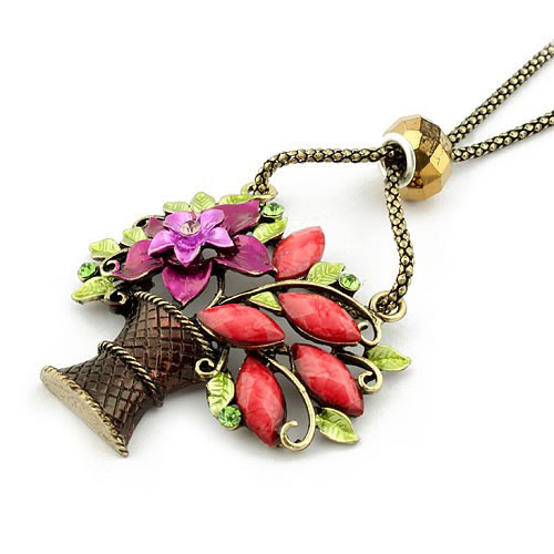 Retro Necklace Flower Basket (Sold in per package of 20pcs,assorted colors)