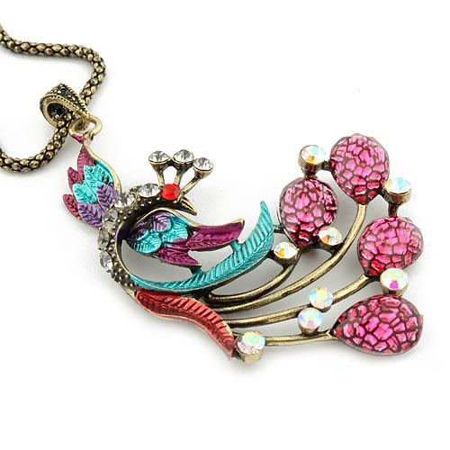 Retro Necklace Peacock (Sold in per package of 20pcs,assorted colors)