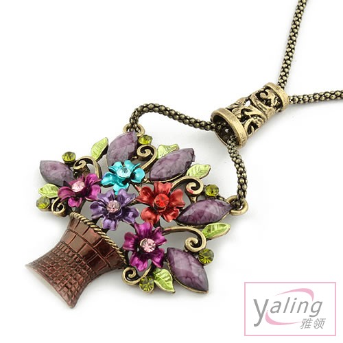 Retro Necklace Flower Basket (Sold in per package of 20pcs,assorted colors)