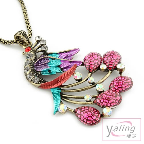 Retro Necklace Peacock (Sold in per package of 20pcs,assorted colors)