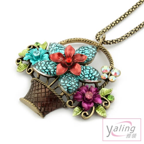 Retro Necklace Flower Basket (Sold in per package of 20pcs,assorted colors)