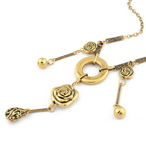 Retro Necklace Rose (Sold in per package of 15pcs,assorted colors)